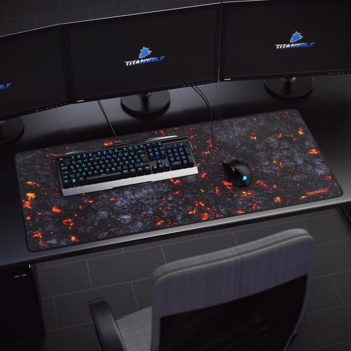 Produktbild Titanwolf Gaming Mauspad XXL, glattes Stoffgewebe, Speed Mausmatte 900 x 400mm grosse Fläche, Lavamotiv (XXL)