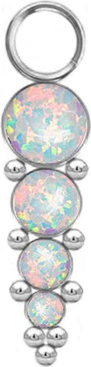 Star Piercing Anhänger silber vier Opale weiss mit Kugeln (ohne Messing, Chirurgenstahl 316L)