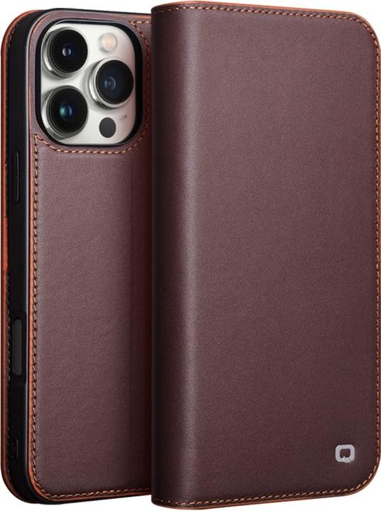 Produktbild QiAlino Hülle Flip Matt dunkelbraun (Apple iPhone 15 Pro Max)