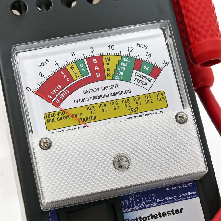 Immagine prodotto Wiltec Tester per batteria 6/12V tester per batteria auto tester per batteria auto tester di carica auto