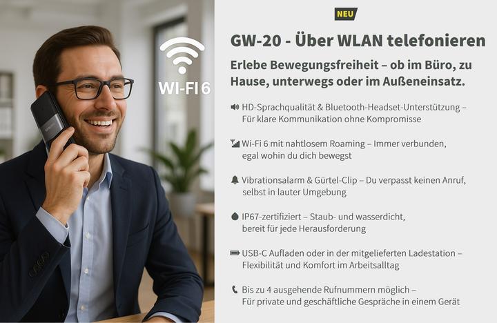 Productafbeelding Gequdio GW-20 WLAN IP Telefon mit Ladeschale, SIP kompatibel