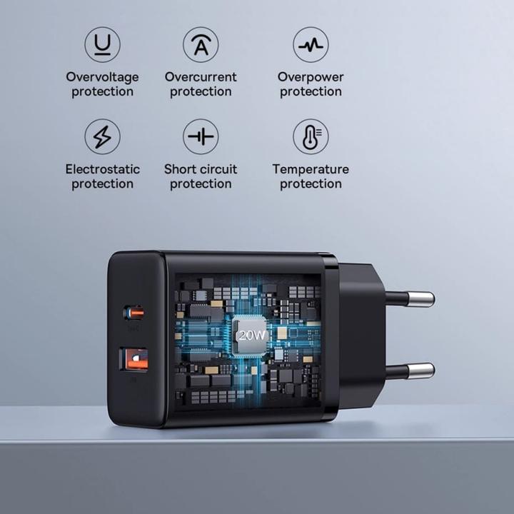 Produktbild Baseus Cube, 20W, 3A, 1 x USB-A - 1 x USB-C, schwarz (20 W)