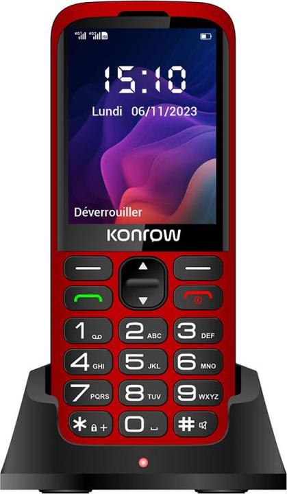 Actual product image Konrow Senior 280 Next 4G (2.8" - Dual Sim - With Charging Station) Red
