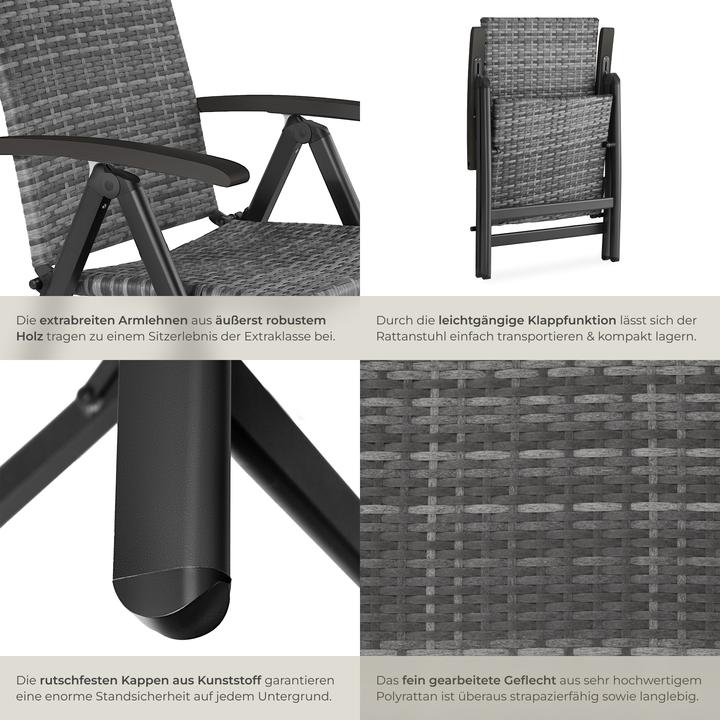 Produktbild tectake Rattanstuhl Melbourne klappbar