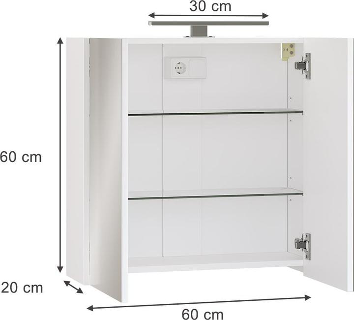 Image du produit Vichy Badspiegelschrank Lavio, Weiss, 60 x 60 cm mit LED-Beleuchtung (60 x 60 x 20 cm)