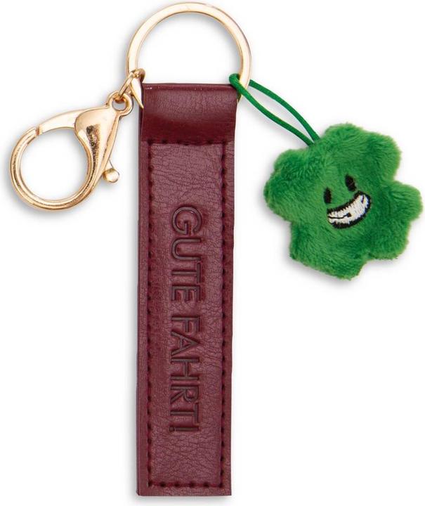 Produktbild Magni NICI Schlüsselanhänger Gute Fahrt! Kunstlederband mit Kleeblatt rot 10cm