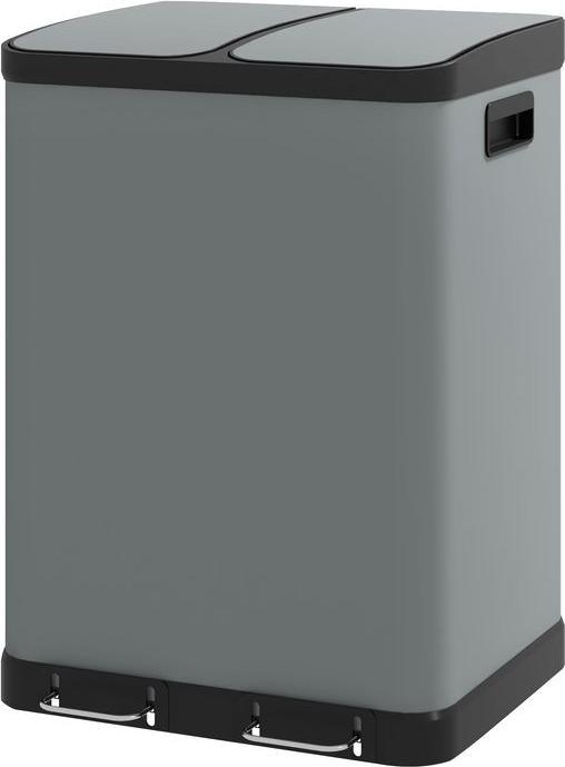 Image du produit Swisshandel24 Mülleimer 2 x 30L Treteimer mit Deckel, Fusspedal, Inneneimer, Metall (60 l)