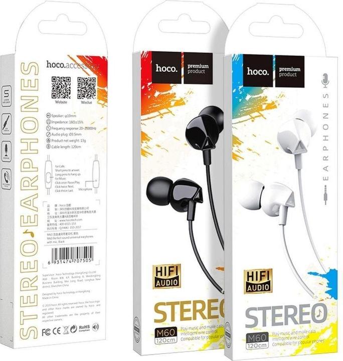 Immagine prodotto Hoco Cuffie a filo auricolari Jack 3,5 mm con microfono M60 nero (Cablato)