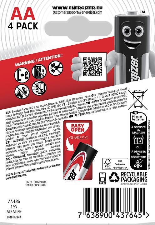 Produktbild Energizer Max Alkaline (4 Stk., AA, 2700 mAh)