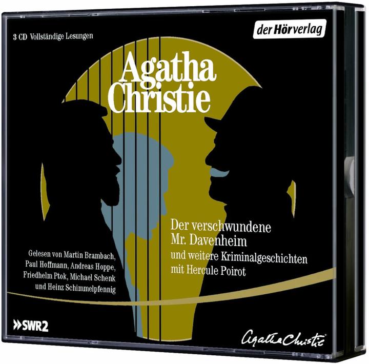 Image du produit La disparition de M. Davenheim et d'autres histoires policières mettant en scène Hercule Poirot (Agatha Christie, Edith Walter, Martin Brambach, Adi Oes, Maria Meinert, Andreas Hoppe, Heinz Schimmelpfennig, Paul Hoffmann, Ralph Stedman, Elleonore Wurzian, Allemand)