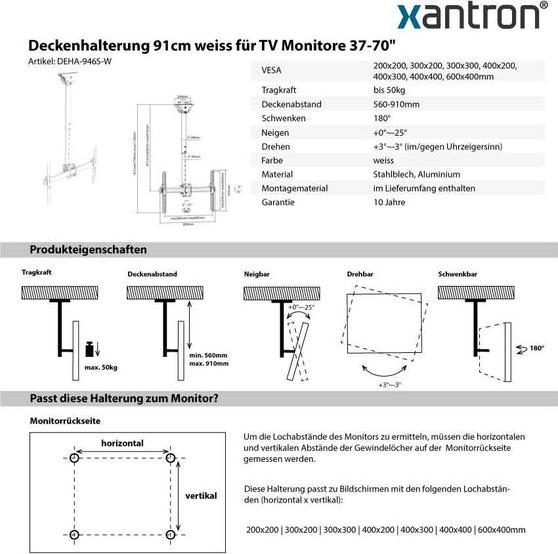 Image du produit Xantron DT Deckenhalterung DEHA-946S-W (Plafond, 70")