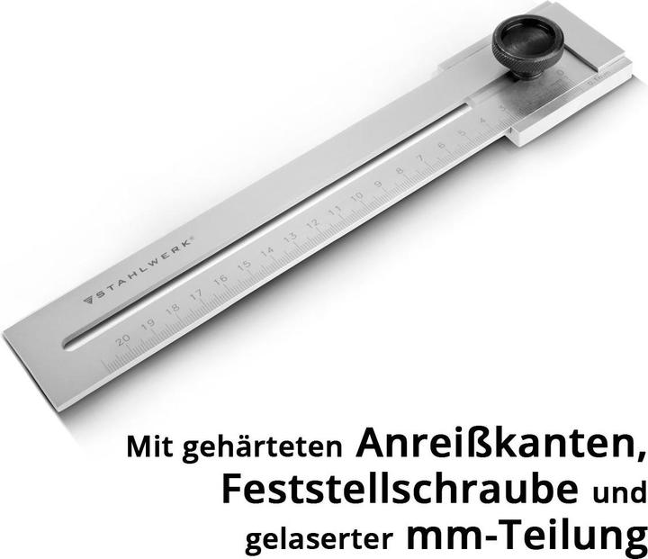 Produktbild Stahlwerk Streichmass mit 200 mm Messbereich und 0,1 mm Nonius aus Edelstahl (20 cm)