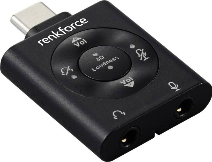 Actual product image Renkforce USB-C®, Audio Adapter (1x USB-C® Stecker - 1x Mikrofon (3.5 mm Klinke) (USB Type C, 3.5mm jack)