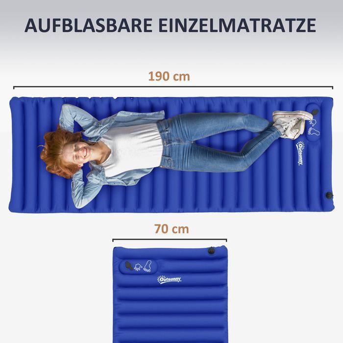 Produktbild Swisshandel24 Camping-Luftmatratze, inkl. Pumpe, schnell aufblasbar, robust, 195x70x10cm, Blau