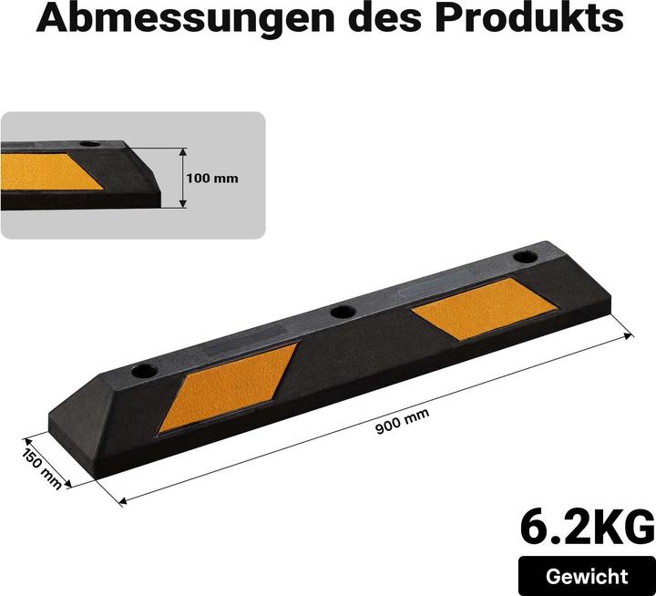 Actual product image Wiltec Wheel stopper 90x15x10cm 2x parking aid Rubber collision protection Parking aid Garage