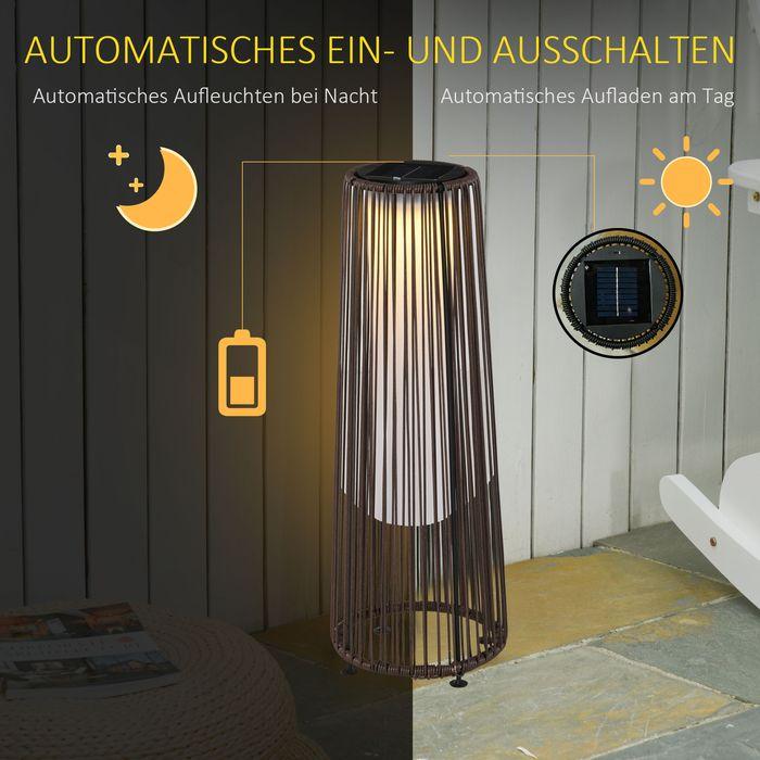 Produktbild Swisshandel24 Solarlampe, Rattan Solarleuchte, Braun, 21,5x21,5x61cm (IP44)