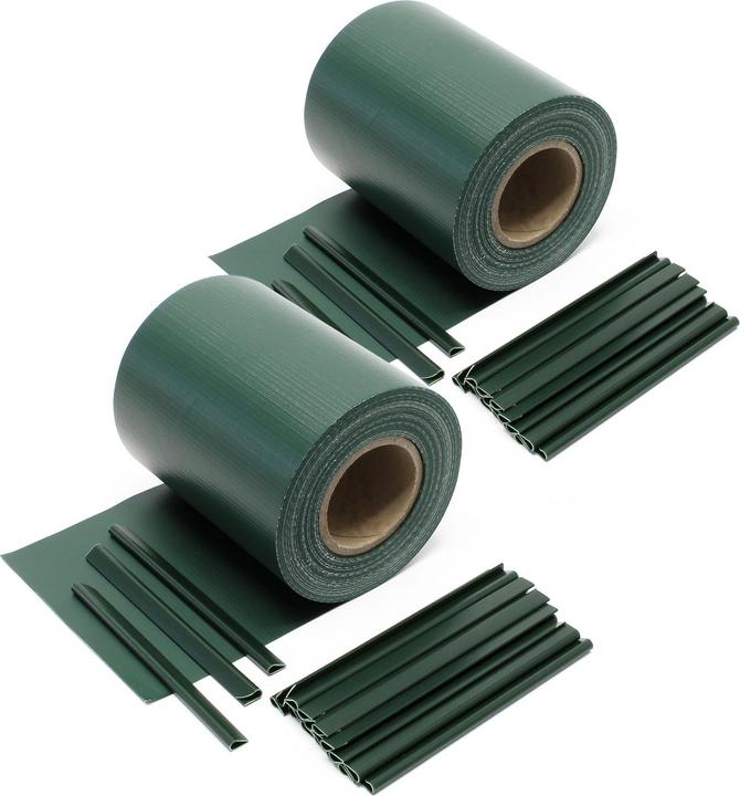 Actual product image Wiltec Green Garden Fence Roll 70 m x 19 cm, made of 650 g/m² PVC with 40 Clips (7000 cm)
