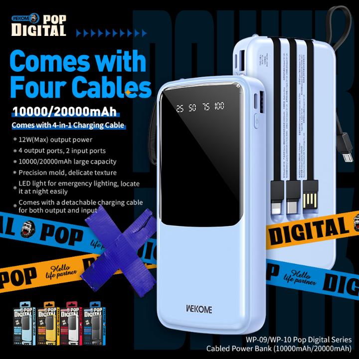 Actual product image Wekome Power bank USB-C/Lightning/MicroUS (20000 mAh, 12 W, 12 Wh)