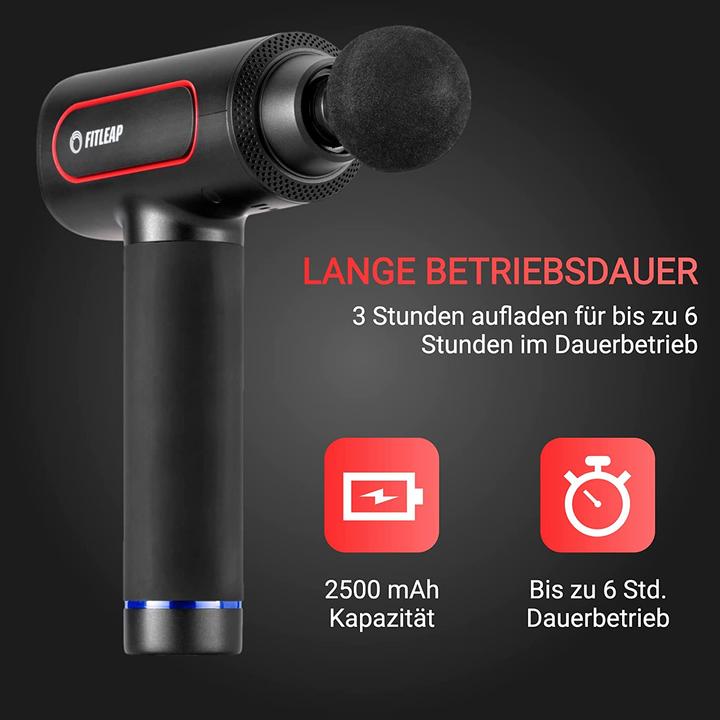 Actual product image Fitleap Massagepistole, Massage Gun Pro mit 6 Köpfen und 6 Modi, USB-C Ladeanschluss