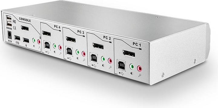 Image du produit Lindy Commutateur KVM 4 ports DisplayPort 1.2 Pro Audio USB 2.0