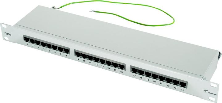 Image du produit Telegärtner TELEGAERTNER Panneau de brassage Cat5e 24Port RJ45 1HE 48,3cm 48,30cm (19") gris clair (26.11.0523)