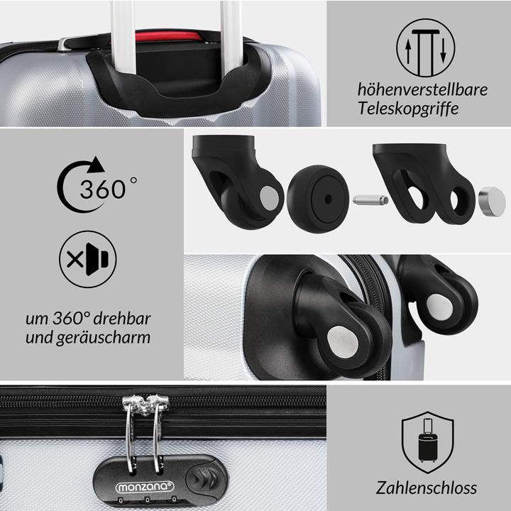 Image du produit Monzana Set de valises (89 l, Bagage à main (jusqu'à 50l), M (50 - 90l), L (90 - 115l))