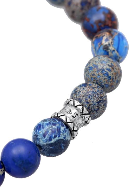 Produktbild Kuzzoi Armband Herren Achat Blau Beads Oxidiert 925er Silber (19 cm, Achat, Plastik, 925 Sterling Silber)