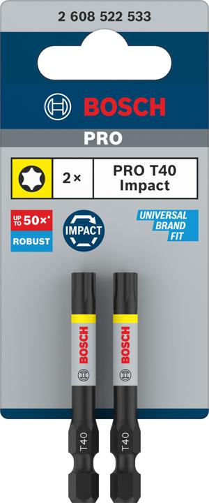 Immagine prodotto Bosch Professional Zubehör PRO Torx Impact Bit, T40, 55 mm, 2 pezzi. (T40)