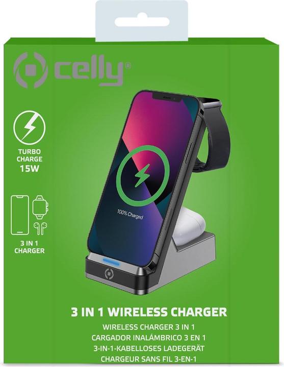 Produktbild Celly Universal Wireless Charging Wlstand3in1bk 3in1 Black (15 W)