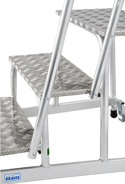 Actual product image Krause STABILO mobile machine steps, 2 fixed castors, hand rail on one side, 3 steps. (Scaffolding, 88 cm)