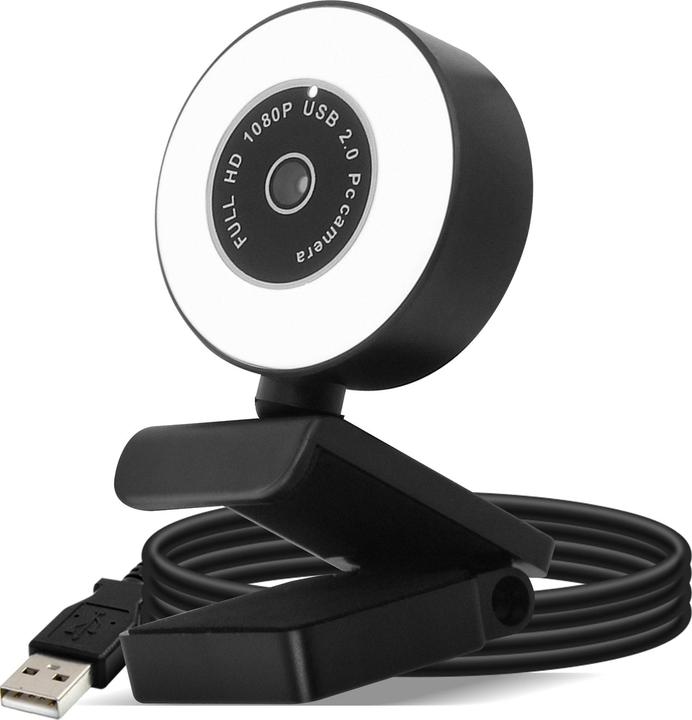 Produktbild Avizar Webcam Ring Light USB 1080p Full HD Light Ring, mit Mikrofon - Schwarz (2 Mpx)