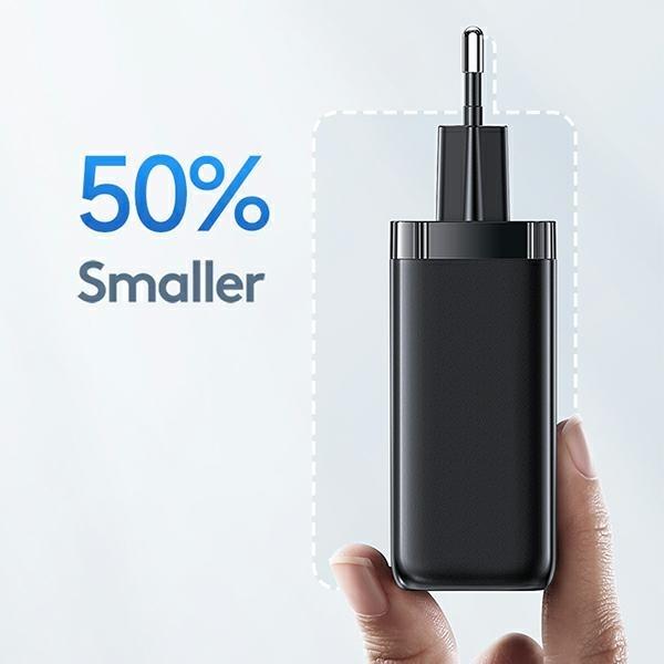Actual product image Usams Ład. siec. 1xUSB-C+1xUSB T47 65W PD Fast Charging Super Si czarny/black CC153TC01 (US-CC153) (65 W)