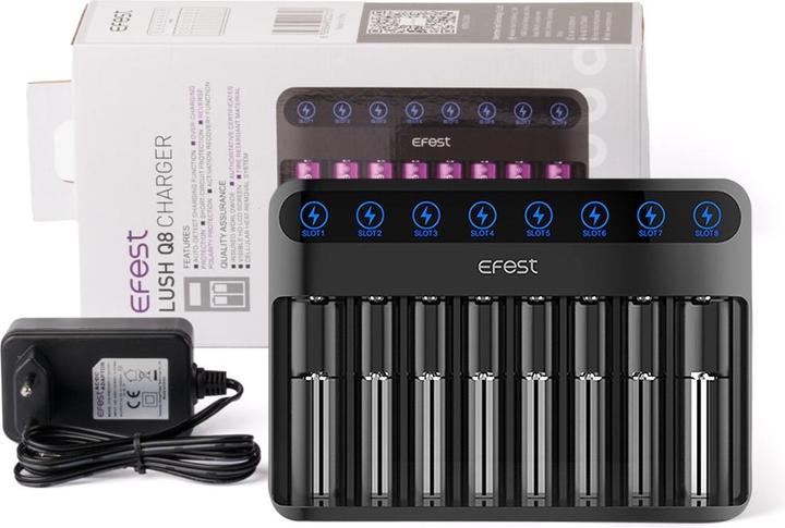 Efest Charger Lush Q8 for lithium ion batteries (Chargers without battery)