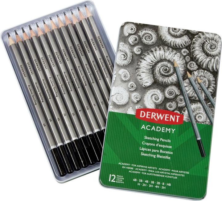 Image du produit Derwent Crayon graphite Sketching gris, 12 pièces (HB, 3B, 5H, 2B, H, 3H, 6B, 4B, 4h, 12 x)