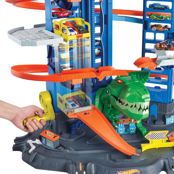 Image du produit Hot Wheels Parking City Megacity avec attaque de T-Rex