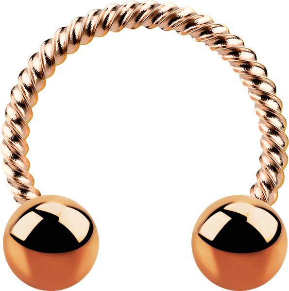 Immagine prodotto Star Piercing Micro Circular Barbell in oro rosa intrecciato con due palline (senza ottone, Acciaio chirurgico 316L)