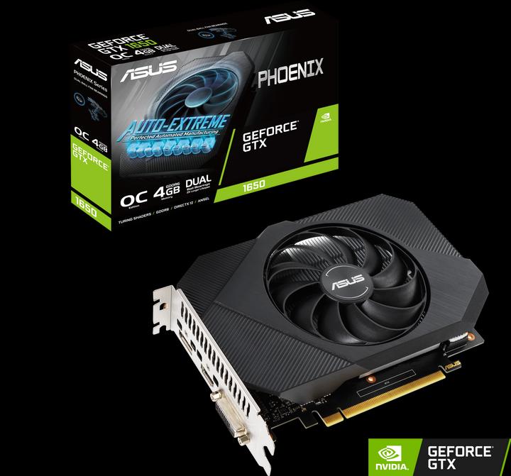 Productafbeelding ASUS Phoenix GeForce GTX 1650 OC editie, GDDR6, 128-bit DVI-D, HDMI, DP, HDCP (4 GB)