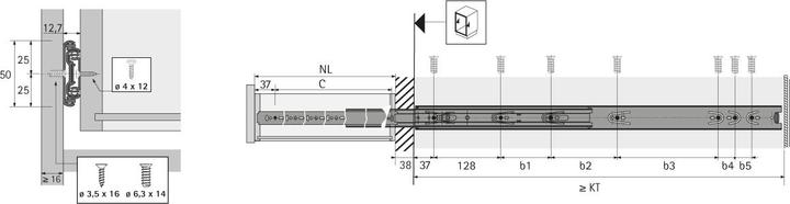 Produktbild Hettich Kugel-Überauszug KA 4932