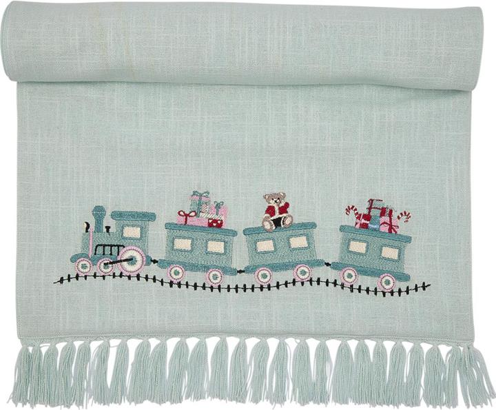 Actual product image Greengate Train table runner mint 140x45cm (140 x 45 cm)