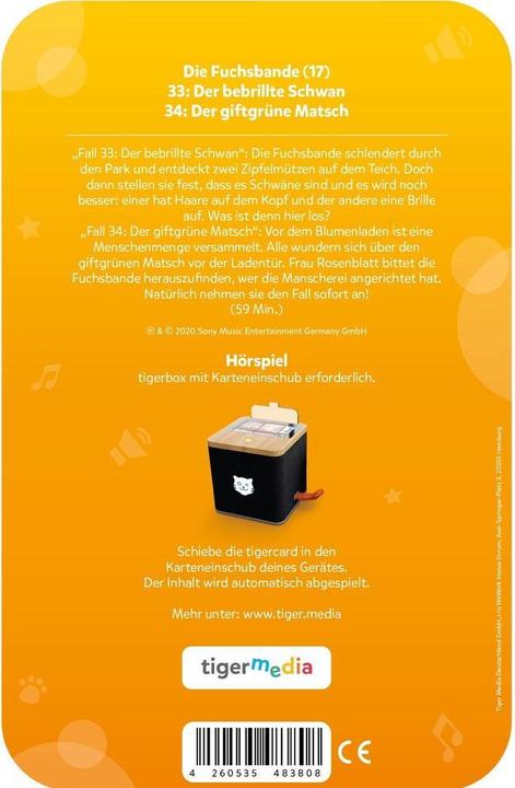 Produktbild Tigermedia Tigercard- Die Fuchsbande (33,34): Der bebrillte Schwan & Der giftgrüne Matsch (Deutsch)