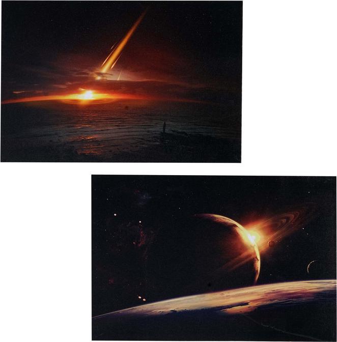 Swisshandel24 2x LED-Bild Leinwandbild Leuchtbild Wandbild 60x40cm, Timer - Planet (60 x 40 cm)