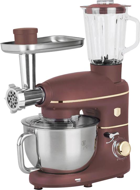Produktbild BerlingerHaus Küchenmaschine inkl. Flischwolf, Smoothiebehälter & 3 Pasta-Aufsätze, 1500W, bordeaux (1500 W)