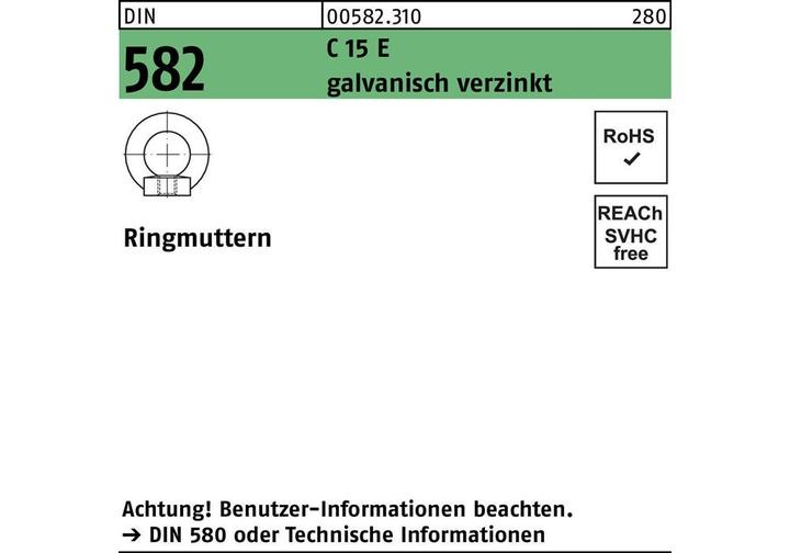 Produktbild Ringmutter DIN 582 M 48 C 15 E galvanisch verzinkt galvanisch verzinkt (M48)