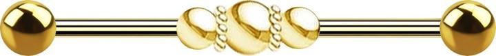 Produktbild Star Piercing Barbell vergoldet zwei Kugeln drei Kugeln mit Kugelband (Chirurgenstahl 316L)