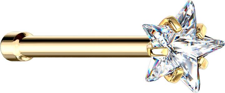 Immagine prodotto Star Piercing Nasenstecker gerade vergoldet Kristallstern silber gefasst (Acciaio chirurgico 316L, senza ottone)