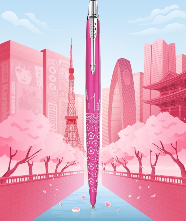 Actual product image Parker Pen Retractable biros JOTTER Tokyo, metallic pink Stroke width: M, stroke colour: blue, barrel made of (Pink, 1 x)