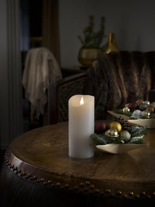 Actual product image Konstsmide LED wax candle, white, with 3D flame, Ø 7, 5 cm, height: 17, 5 cm, with 4h and 8h timer (1 x)