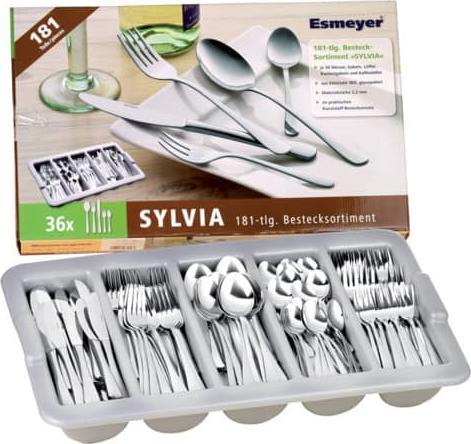 Actual product image Esmeyer Cutlery tray Silvia 18/0, stainless steel, silver/blue, 55 x 33 x 8.5 cm, 181 (181 Piece, Cutlery set)