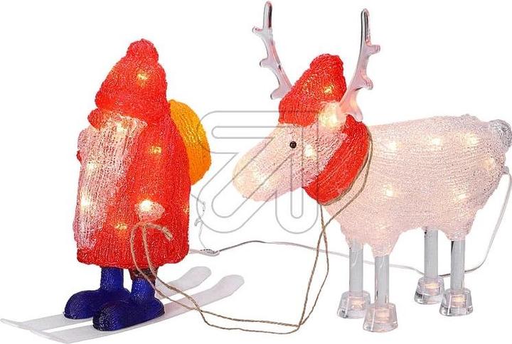 Produktbild Konstsmide LED-Figur Acryl Santa mit Rentier, 40 LED