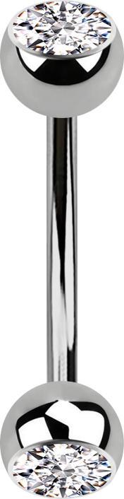 Produktbild Star Piercing Sterile Micro Banane silber mit zwei Kugeln Kristall silber (ohne Messing, Titan G23)